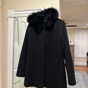 Sachi collection lambswool coat with genuine fur hood